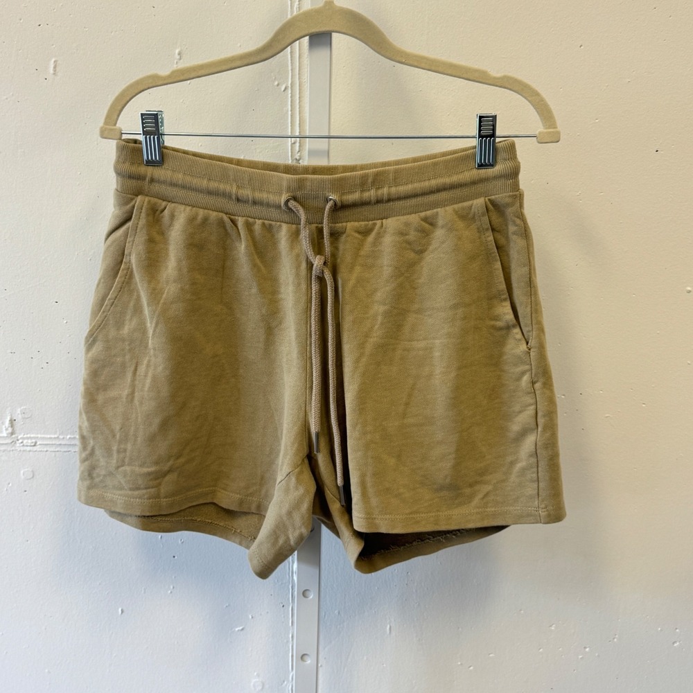 ASOS Men's Unisex Khaki Tan Cotton Sweat Shorts Size M Drawstring Lounge Gym